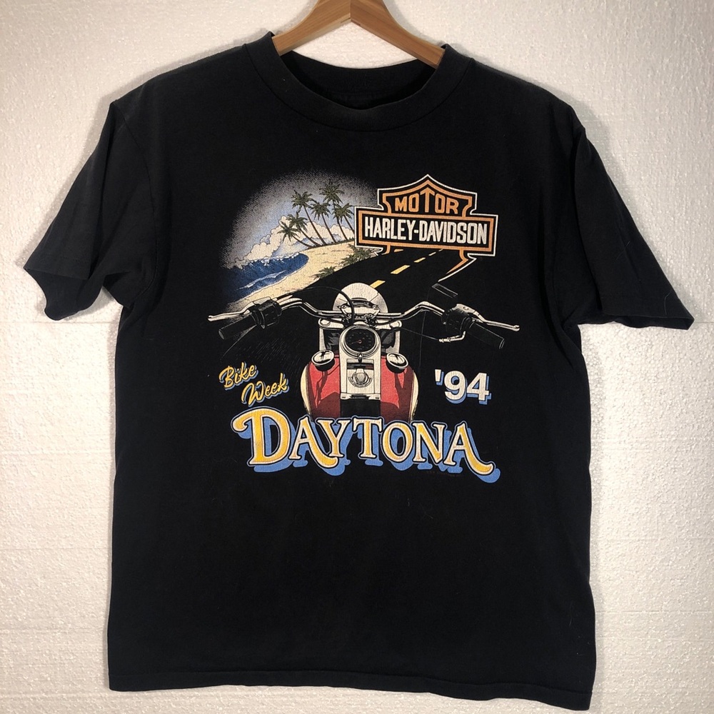 Vintage Harley Davidson T-shirt Tee Black Single Stitch Short Sleeve